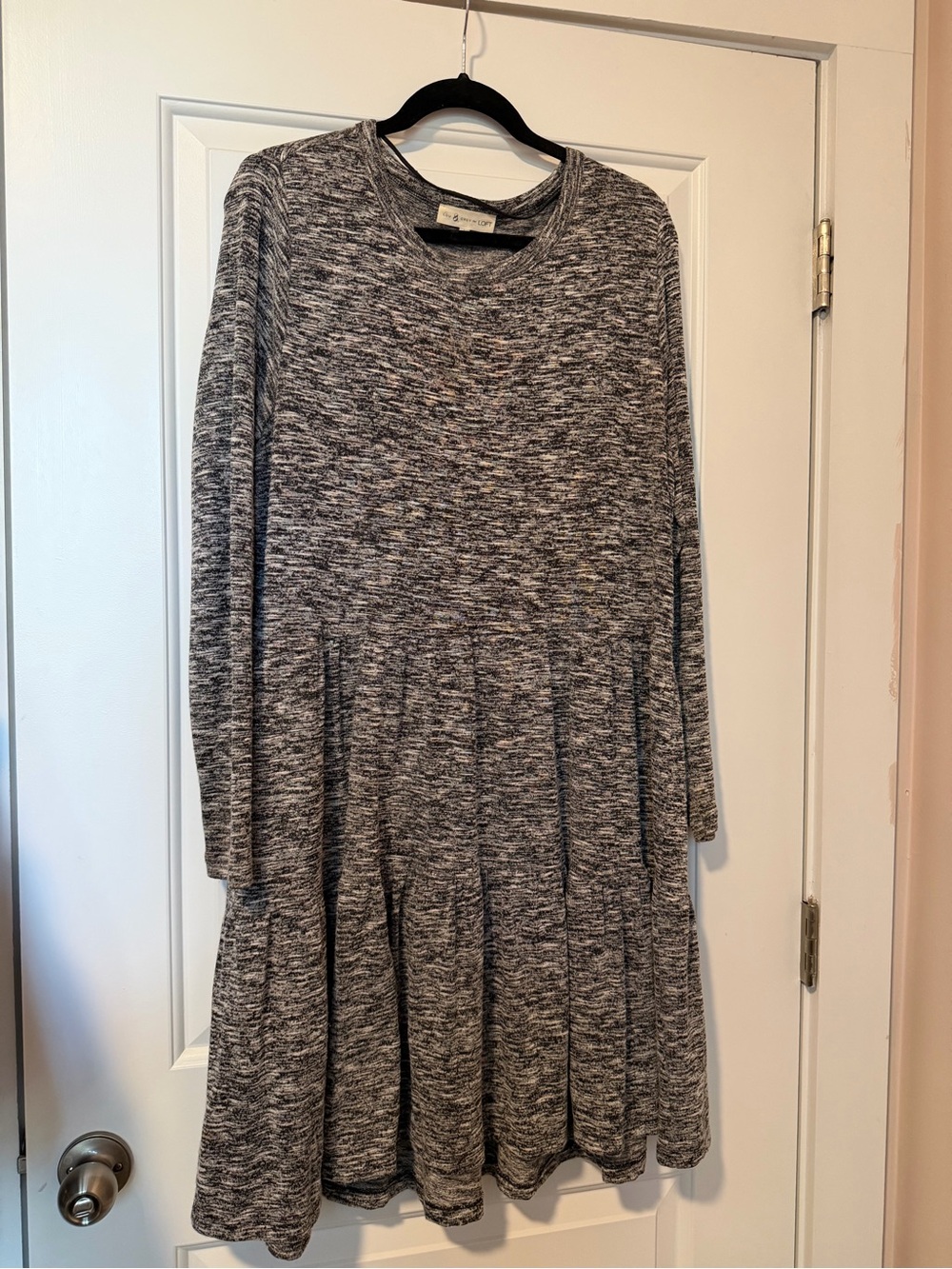 Lou & Grey Heathered Gray Long-Sleeve Swing Dress